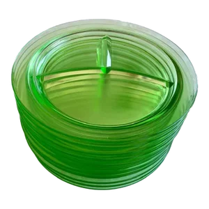 Vintage Green Depression Glass Divided Dinner Plates- Set of 11
