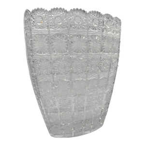 Vintage Bohemia Crystal Handmade and Hand-Cut Large Heavy Vase
