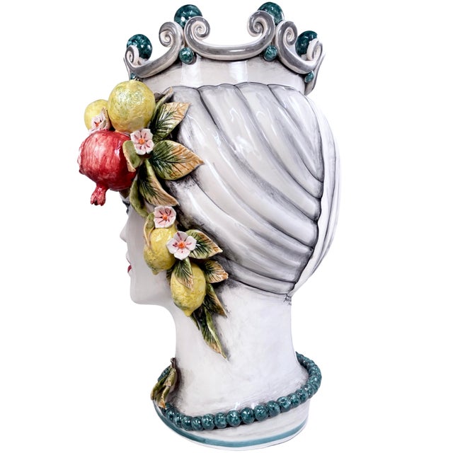 Traditional Schittone Regina Frutta Moorish Head Grande For Sale - Image 3 of 8