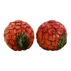 Fitz & Floyd Red Zinna Flower Salt & Pepper Shakers-a Pair