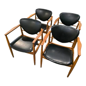 1960s Danish Arm Chairs Attributed to Finn Juhl for John Stuart- Set of 4