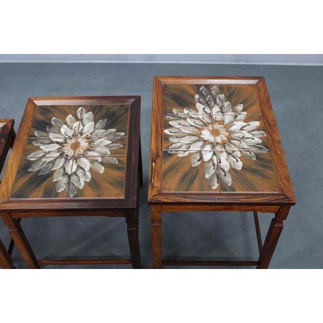 1960s Mid-Century Danish Nesting Tables with Tile Tops, 1960s, Set of 3 For Sale - Image 5 of 13