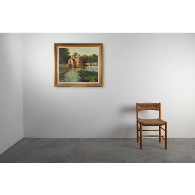 Rustic Rustic Landscape of the Smedepoort Bruges, Belgium, 1950s, Oil on Canvas, Framed For Sale - Image 3 of 11