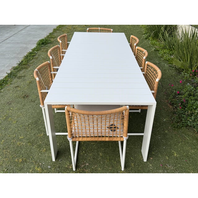 Harbour Outdoor Hayden Dining Table + Loop Rattan Dining Chairs, Set For Sale In San Francisco - Image 6 of 12
