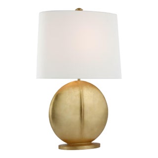 AERIN by Visual Comfort Signature Mariza Medium Table Lamp in Gild with Linen Shade For Sale