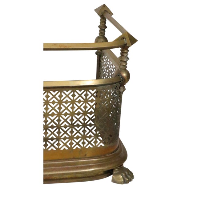 19th Century Antique Victorian Brass Fireplace Fender For Sale - Image 5 of 12