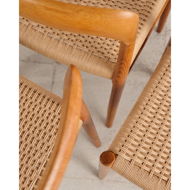 Model 75 Dining Chairs in Oak with Paper Cord Weave by Niels O. Møller for j.l. Møllers, Denmark, 1950s, Set of 4 For Sale - Image 10 of 18