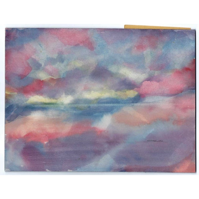 Abstract modern landscape by Virginia artist Arthur Sembler (1911/12-1979). Watercolor on artist board, signed lower...
