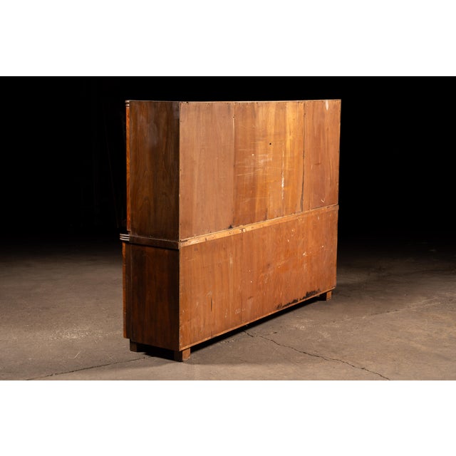 Early 20th Century Art Deco Italian Rosewood Burl Veneer and Birdseye Maple Two-Piece Hutch For Sale - Image 4 of 13