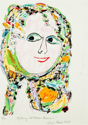 Jørgen Nash, Homage to Melina Mercouri, 1995, Lithograph