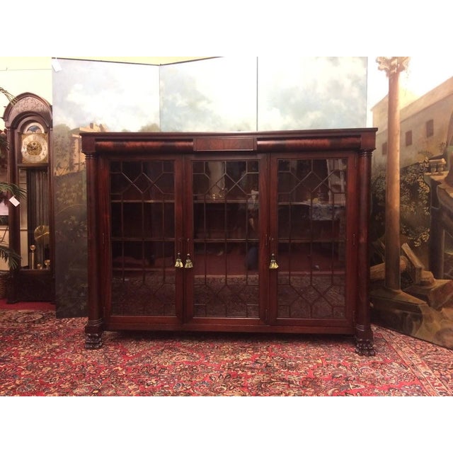 1910s Antique Mahogany Bookcase, Empire Revival Bookcase For Sale - Image 5 of 17