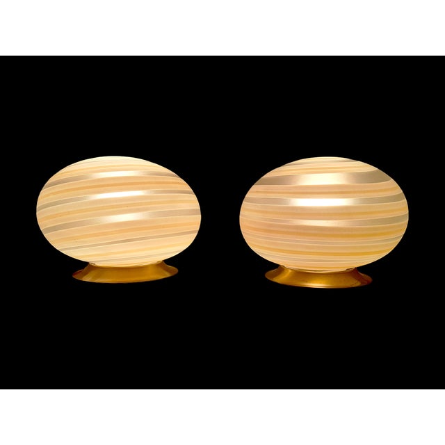 Metal Spiral Murano Glass Lamps from Manifattura di Murano, 1970s, Set of 2 For Sale - Image 7 of 15