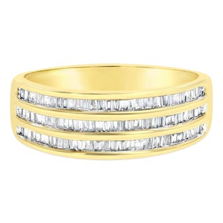 Baguette Diamond Wedding Band .50cttw 10K Yellow Gold, Size 4 For Sale