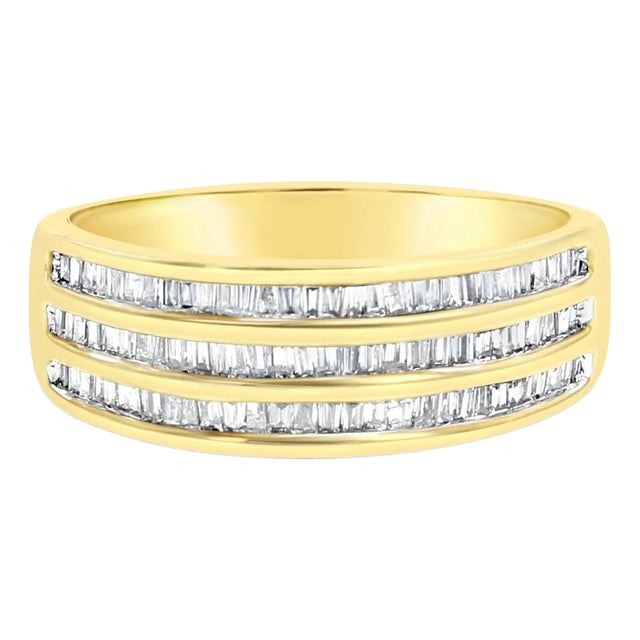 Baguette Diamond Wedding Band .50cttw 10K Yellow Gold, Size 4 For Sale