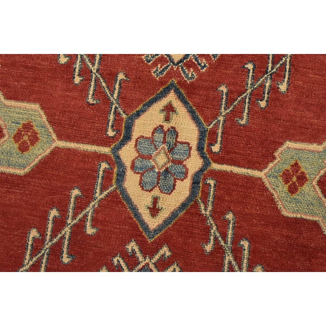 2020s Kazak Rug 9’3” X 13’8” Red Wool Tribal Hand-Knotted Oriental Carpet For Sale - Image 5 of 14