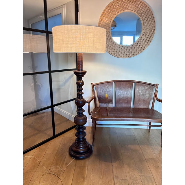Vintage Colonial Floor Lamp in Wood, 1960 For Sale - Image 6 of 6