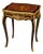 French-Style Accent Side Table – Glass Top With Ornate Bronze Frame & Gold Leaf Details For Sale