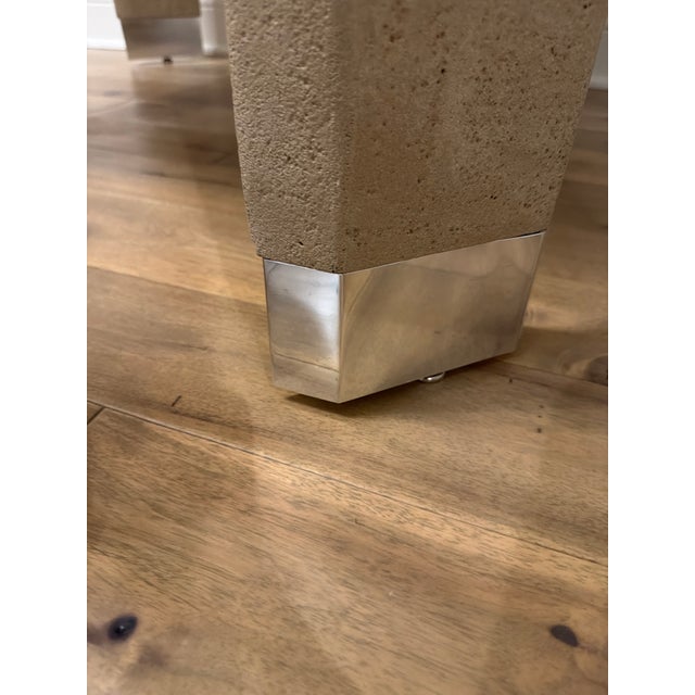 1980s 1980s Post Modern Karl Springer -Style Faux Stone Game Table For Sale - Image 5 of 6