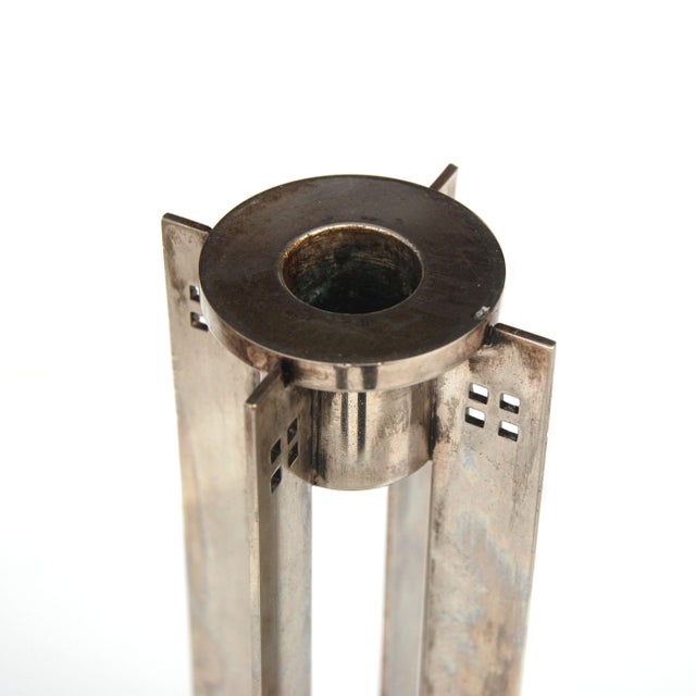1980s Silver Candle Holder by Richard Meier for Swid Powell For Sale In Houston - Image 6 of 8