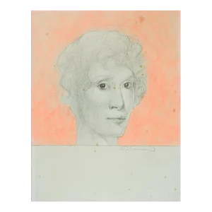Mid 20th Century Color Portrait Drawing of Woman