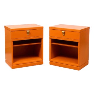 Orange Pair of Vintage Nightstands For Sale