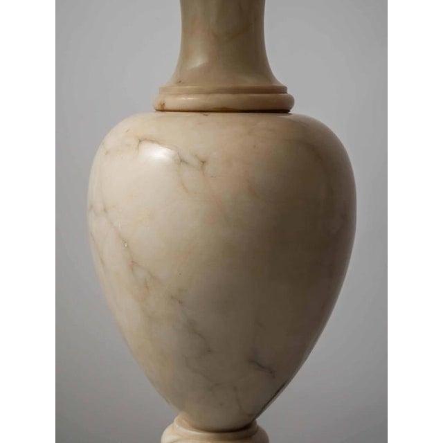 Large Vintage Cream Marble Lamp For Sale - Image 3 of 8
