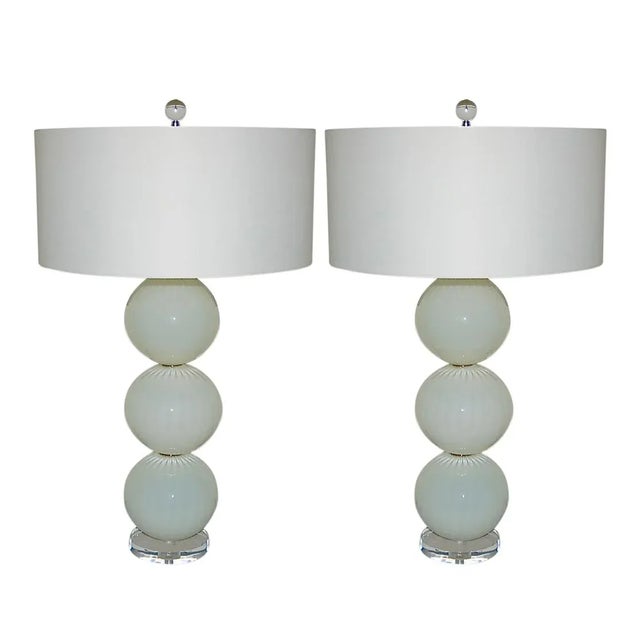 White Joe Cariati Glass Lamps White For Sale - Image 8 of 9