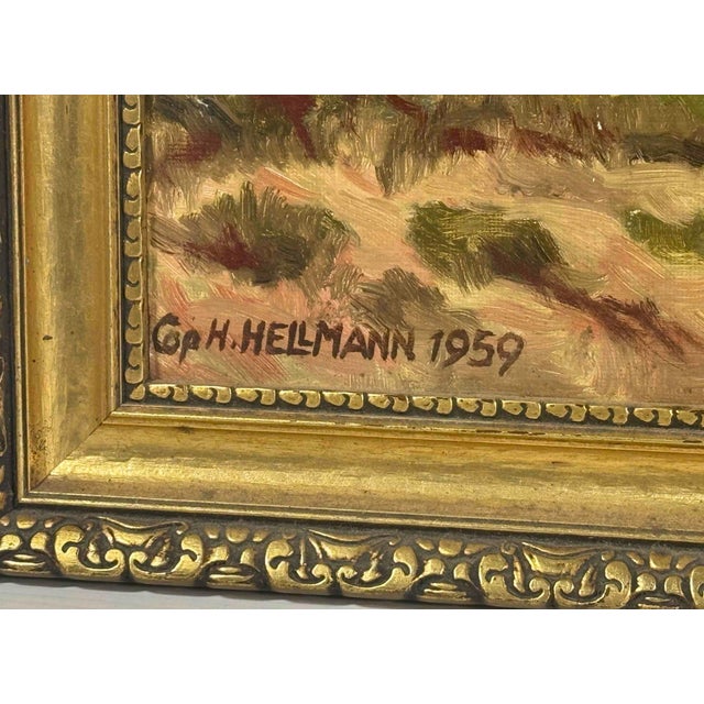 Signed 1959 H. Hellmann Mountain Landscape Painting For Sale - Image 4 of 6