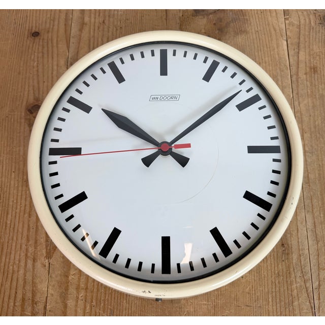 Vintage Beige School Wall Clock from Van Doorn, 1960s For Sale - Image 9 of 18