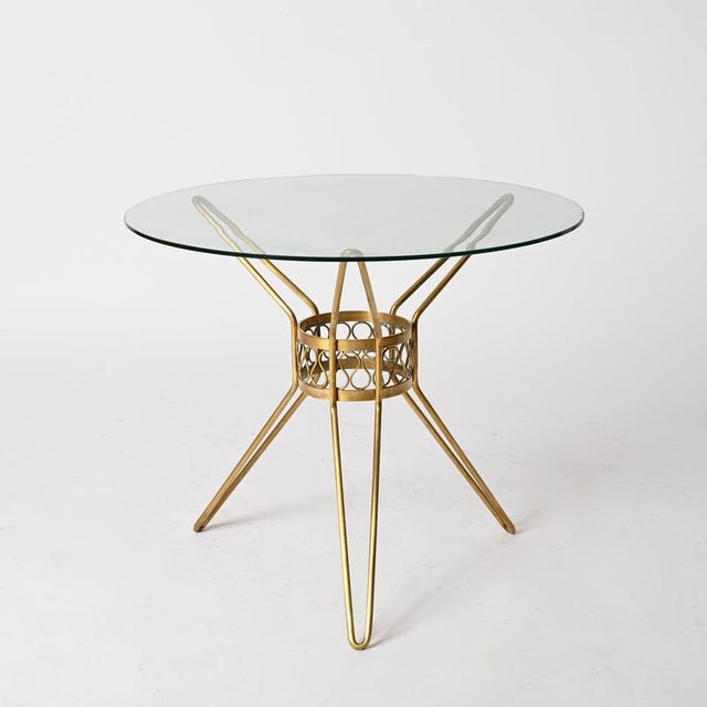 Gold Round Curved Brass and Crystal Side Table by Gio Ponti, Italy, 1950s For Sale - Image 8 of 12
