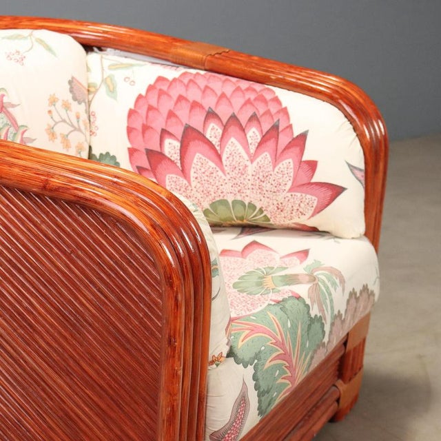 Rattan and Red Lacquered Bamboo Sofa, 1980s For Sale - Image 4 of 14