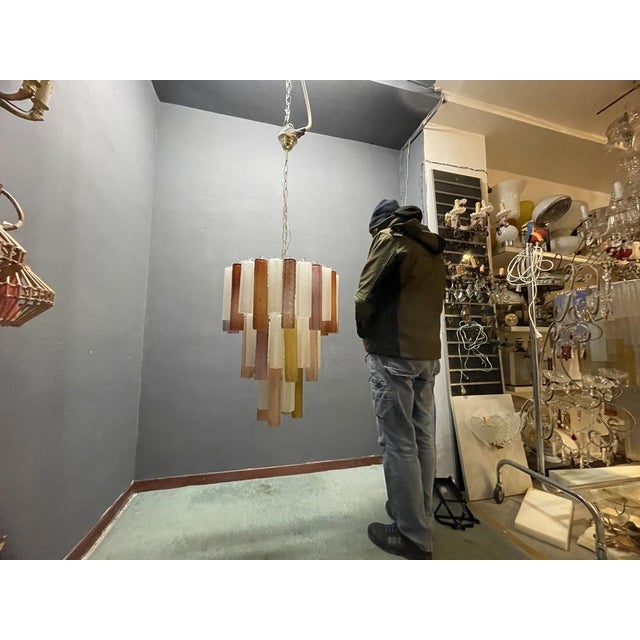 Large Murano Glass Tube Chandelier, 1980s For Sale - Image 6 of 11