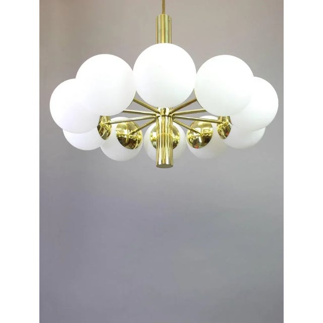 1970s Large Opal Globes Chandelier from Kaiser, Germany, 1970s For Sale - Image 5 of 7