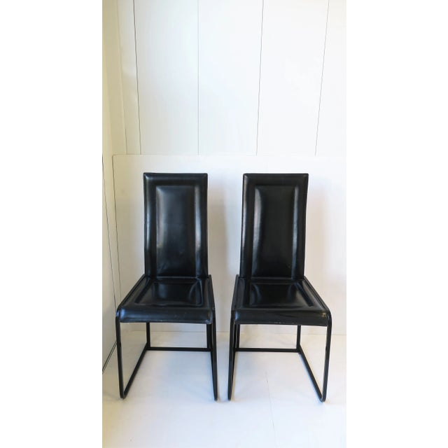 Postmodern Italian Black Leather Chairs 1970s, Italy, Pair For Sale - Image 13 of 13