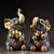 Traditional Mid 20th Century Pair of Gilt Cloisonne Enamel Elephant Figures – 7.9" Auspicious Statues For Sale - Image 3 of 8