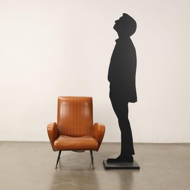 Small Vintage Chair in Leatherette and Metal Brass, 1950s For Sale - Image 3 of 12