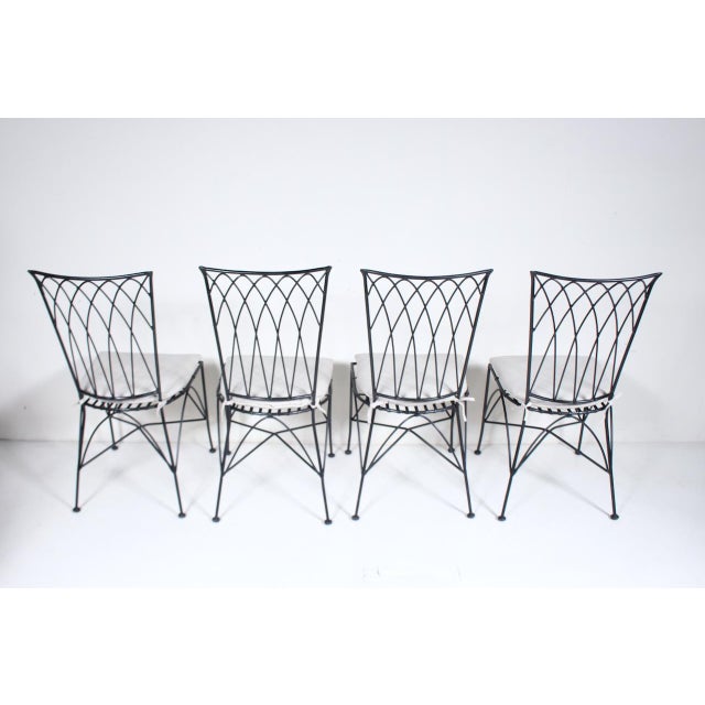 Black Set of 4 Black Iron Dining Side Chairs, C. 1980 For Sale - Image 8 of 18