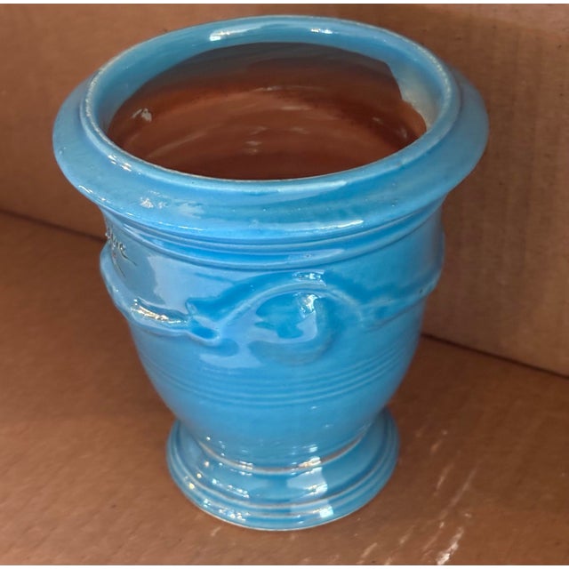 French Anduze Planter in Turquoise 11” X 13” by La Madeleine For Sale - Image 4 of 5