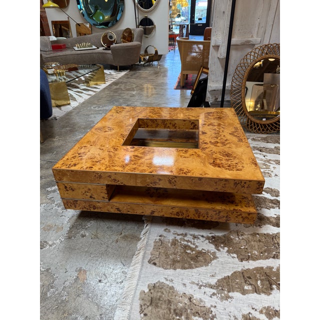 Willy Rizzo Mid-Century Burl Wood Coffee Table For Sale In Los Angeles - Image 6 of 10