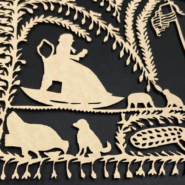 Our American Fantasy reproduction scherenshnitte depicts a scene of Early American family life- elegant dress, animals,...