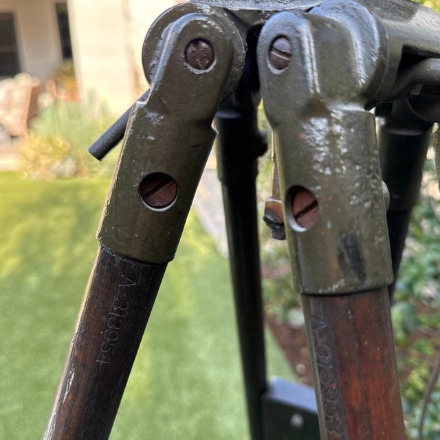 Brown Vintage Industrial Military Tripod Spotlight Floor Lamp For Sale - Image 8 of 9