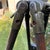 Brown Vintage Industrial Military Tripod Spotlight Floor Lamp For Sale - Image 8 of 9