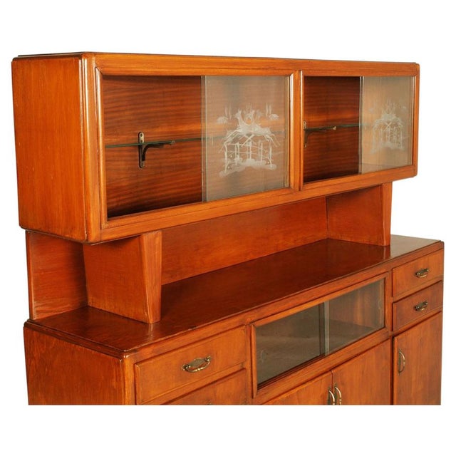 Italian Art Deco Rationalist Sideboard with Display Cabinet by Meroni & Fossati, 1940s For Sale - Image 3 of 10
