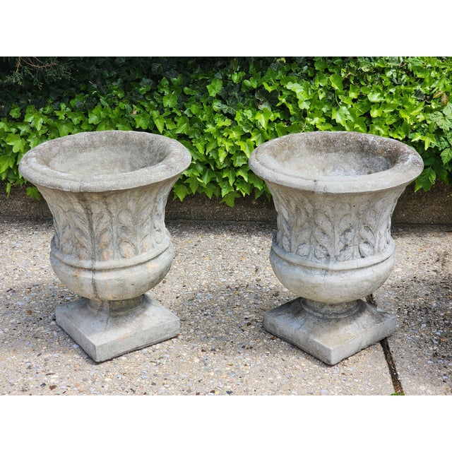 Sculpture Materials Mid 20th Century Concrete Cement Outdoor Planters - a Pair For Sale - Image 7 of 11