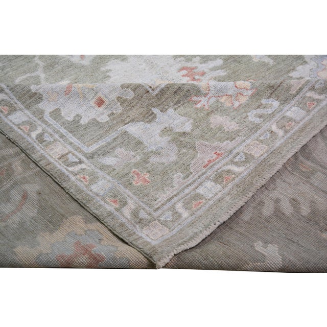Turkish Oushak Hand Knotted Wool Rug, 12'x15' For Sale - Image 4 of 5