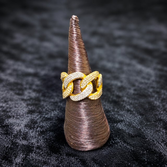 10k Yellow Gold 1-1/5 CTTW Natural Diamond Men's Infinity Ring, Size 9 For Sale - Image 4 of 6