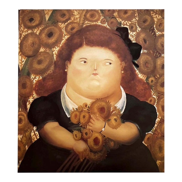 Fernando Botero 44 Girl in a Garden of Sunflowers 1983 For Sale