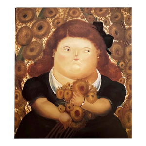 Fernando Botero 44 Girl in a Garden of Sunflowers 1983