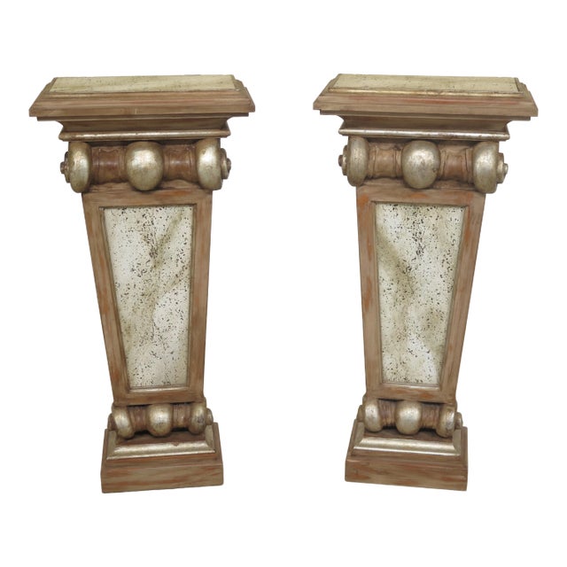 1990s Vintage Italain Style Pedestal Wall Tables- A Pair For Sale