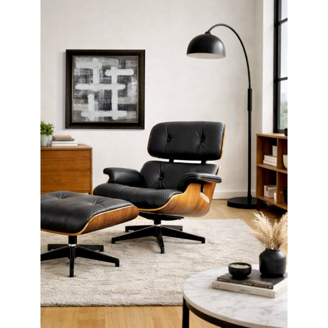 Original abstract painting by J. Kent Martin with layered black, white, and neutral tones arranged in a dynamic...